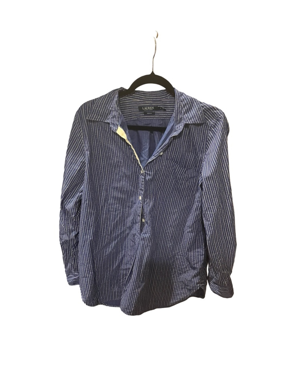 Ralph Lauren Blue Striped Shirt Blouse - Classic Ralph Lauren blouse with beige